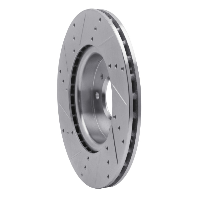 Nissan Sentra Brake Rotor (1) - Front Right - R1 Concepts - Drilled & Slotted - Silver - `04-`06